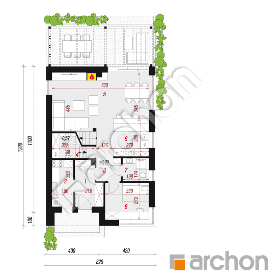 gotowy projekt Dom w strelicjach 3 (E) rzut parteru