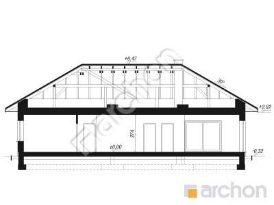 gotowy projekt Dom pod jarząbem 28 (G2E) przekroj budynku