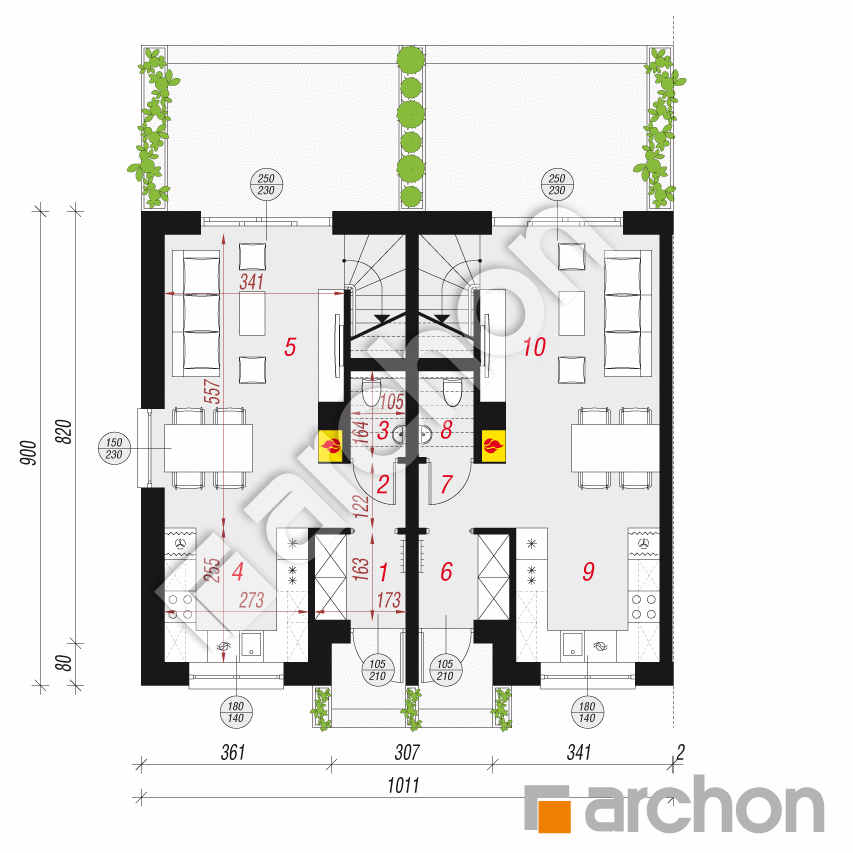gotowy projekt Dom w bylicach 4 (R2B) rzut parteru