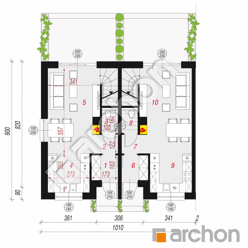 gotowy projekt Dom w bylicach 4 (R2B) rzut parteru