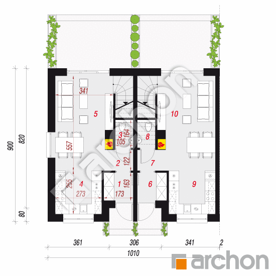 gotowy projekt Dom w bylicach 4 (R2B) rzut parteru