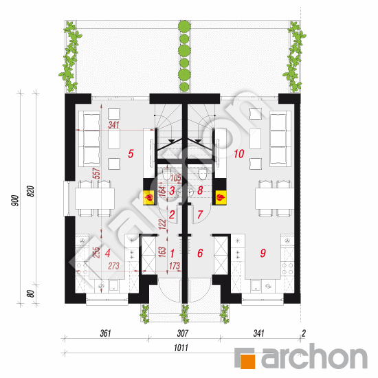 gotowy projekt Dom w bylicach 4 (R2B) rzut parteru