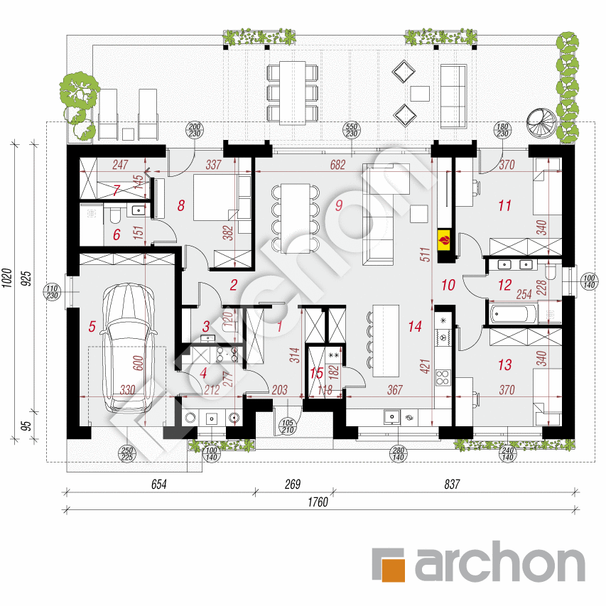 gotowy projekt Dom pod hebanowcem 5 (GE) rzut parteru