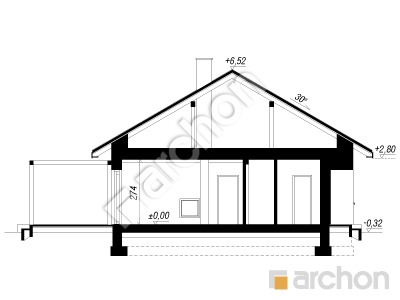 gotowy projekt Dom pod hebanowcem 5 (GE) przekroj budynku