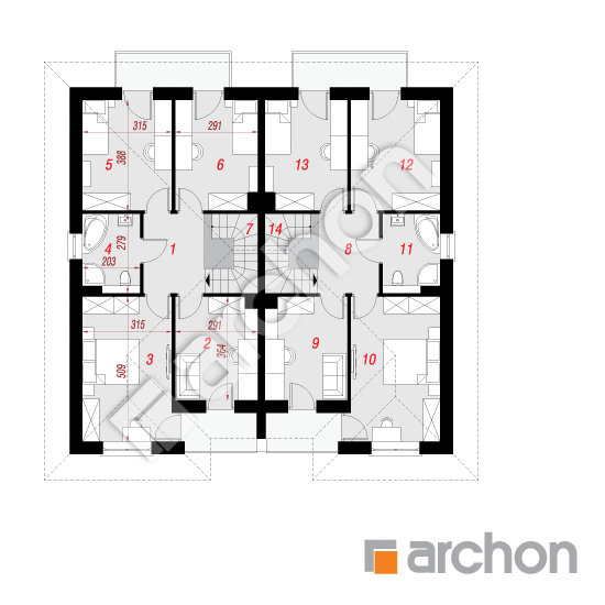 gotowy projekt Willa Amelia (R2) rzut piętra
