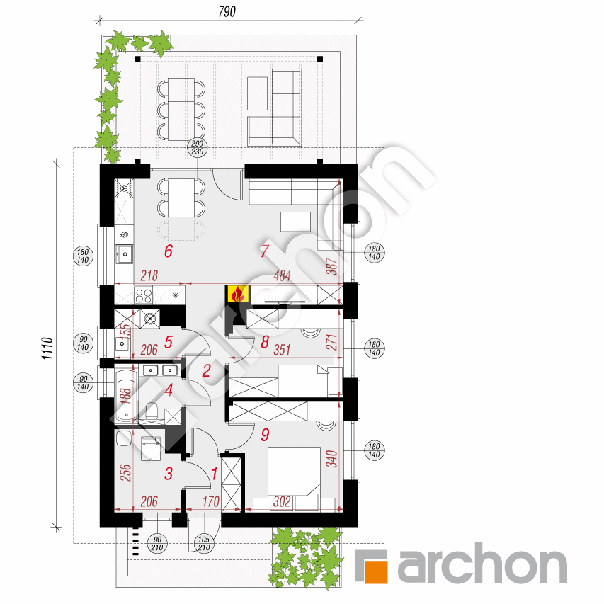 gotowy projekt Dom w kruszczykach 40 rzut parteru