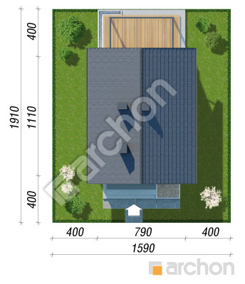 gotowy projekt Dom w kruszczykach 40 sytuacja