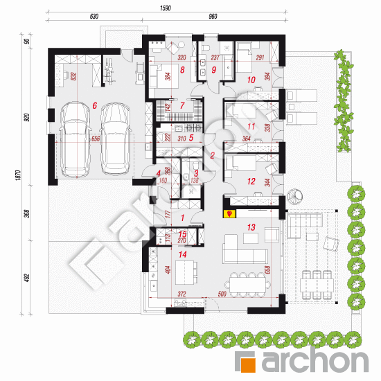 gotowy projekt Dom w berberysach 4 (G2) rzut parteru