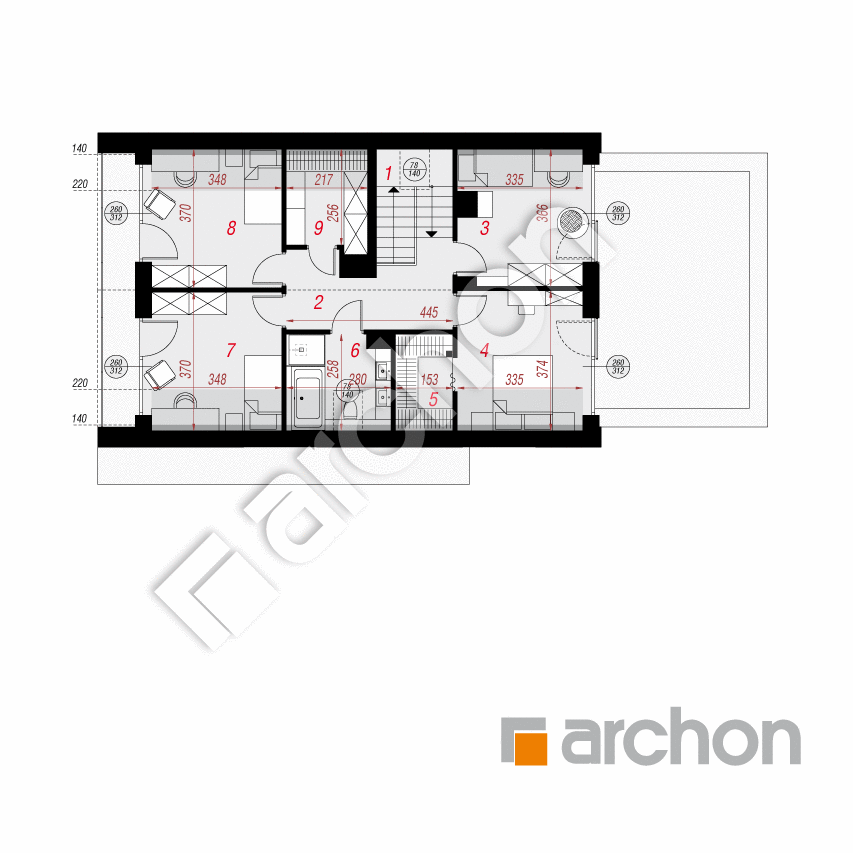 gotowy projekt Dom w szyszkowcach 8 (G) rzut poddasza