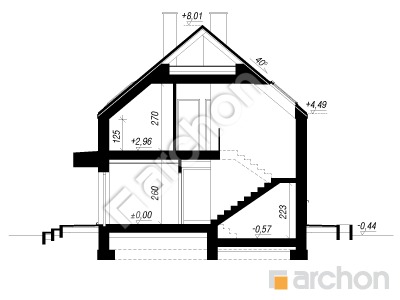 gotowy projekt Dom w szyszkowcach 8 (G) przekroj budynku