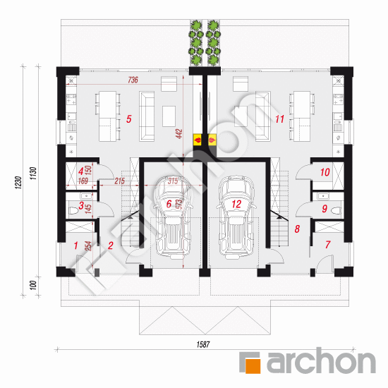 gotowy projekt Dom w orzesznicach (R2) rzut parteru