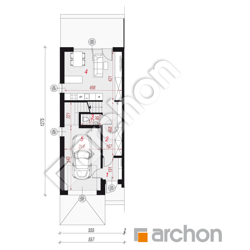 gotowy projekt Dom w ribesach (GB) rzut parteru