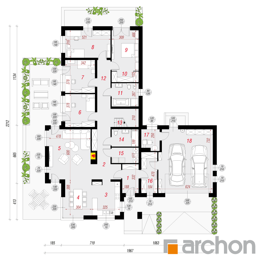 gotowy projekt Dom w amarantusach 7 (G2PD) rzut parteru