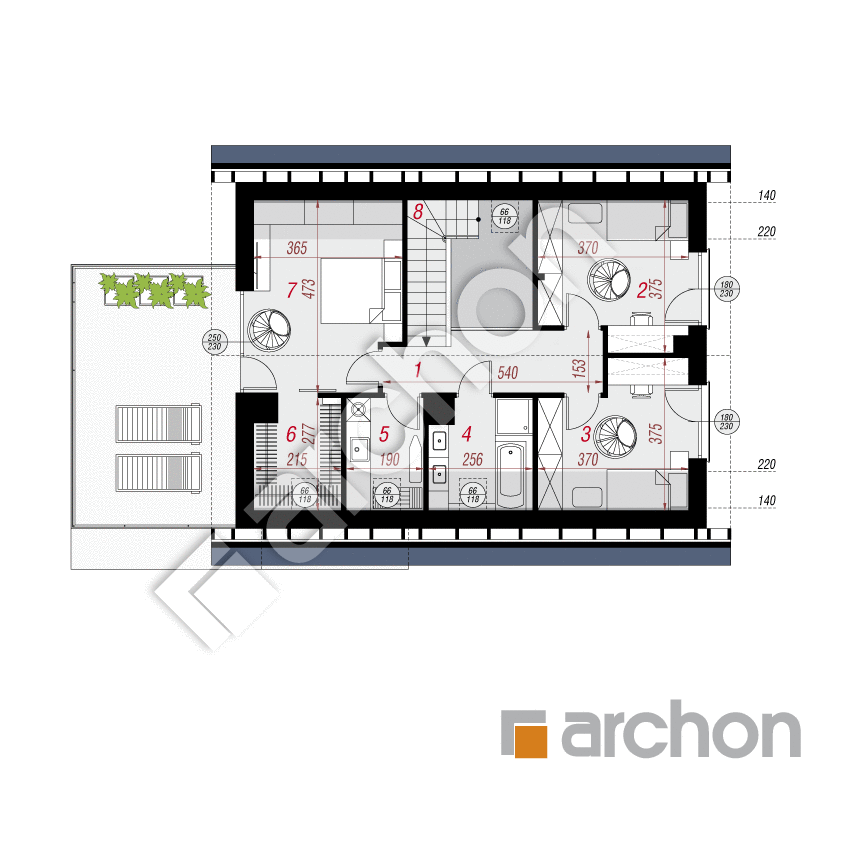 gotowy projekt Dom w siódmaczkach (G) rzut poddasza