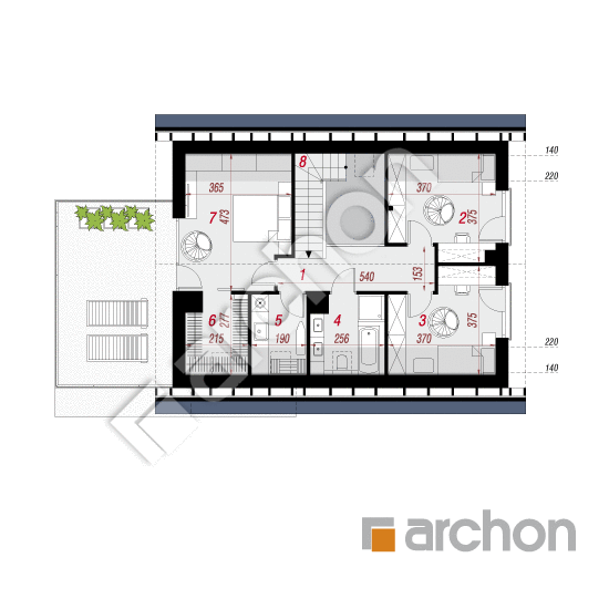 gotowy projekt Dom w siódmaczkach (G) rzut poddasza