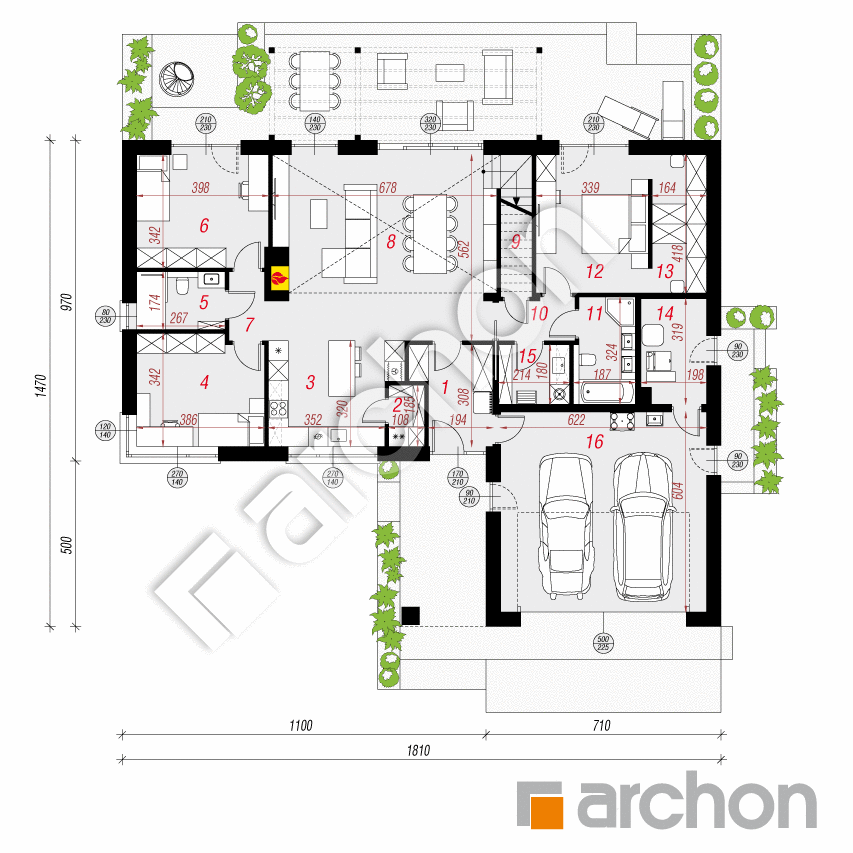 gotowy projekt Dom w kotewkach 7 (G2E) rzut parteru