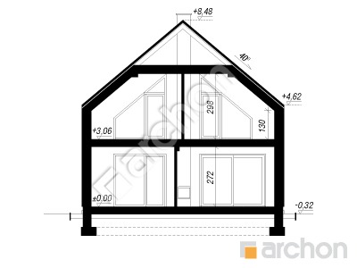 gotowy projekt Dom w szkarłatkach 5 (E) OZE przekroj budynku