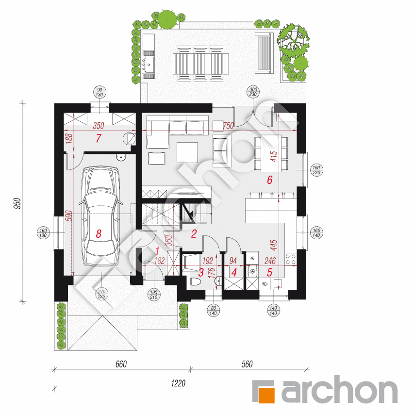 gotowy projekt Dom w aurorach 14 rzut parteru