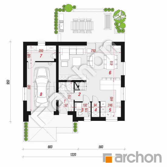 gotowy projekt Dom w aurorach 14 rzut parteru