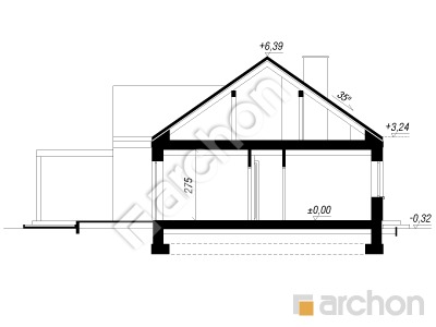 gotowy projekt Dom w sadźcach 2 (E) przekroj budynku