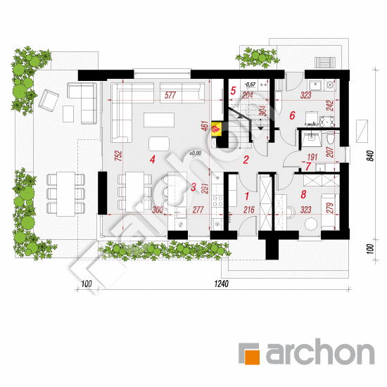 gotowy projekt Dom w szyszkowcach 8 (E) OZE rzut parteru