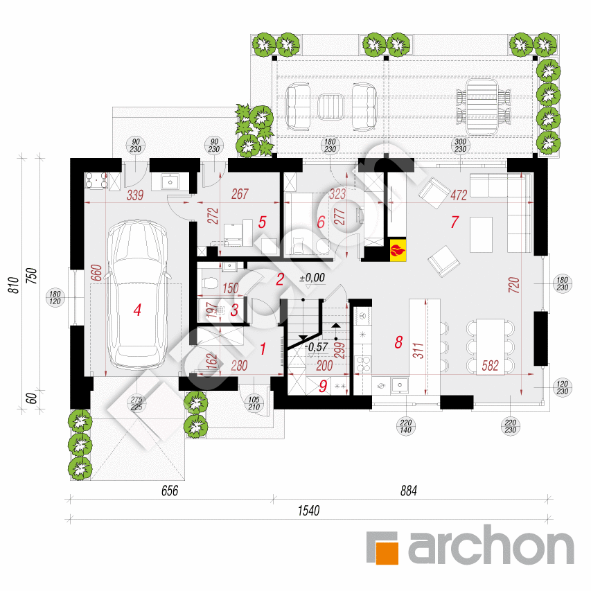 gotowy projekt Dom w saguaro (GE) rzut parteru