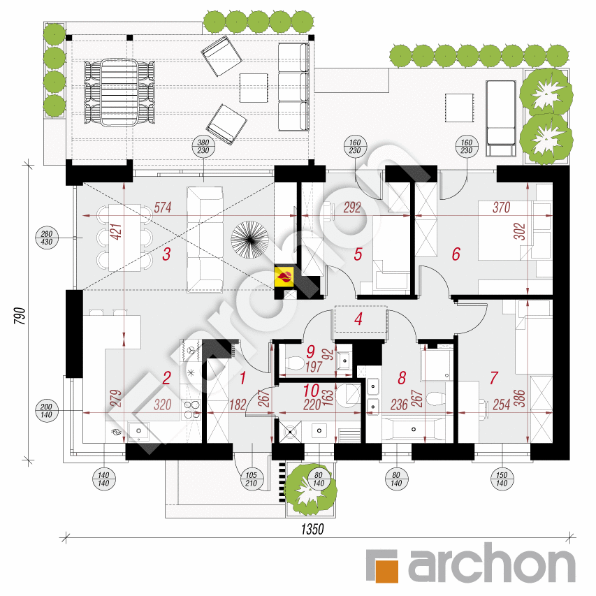 gotowy projekt Dom w kruszczykach 32 rzut parteru