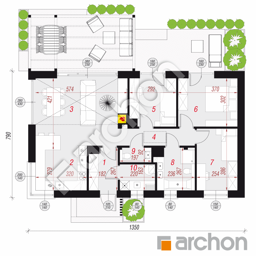 gotowy projekt Dom w kruszczykach 32 rzut parteru