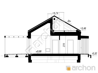 gotowy projekt Dom w kruszczykach 32 przekroj budynku