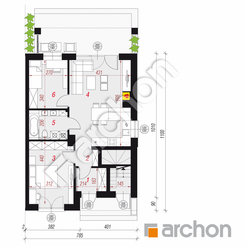 gotowy projekt Dom w bratkach 24 (R2B) rzut parteru