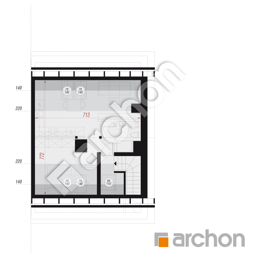 gotowy projekt Dom w bratkach 24 (R2B) rzut poddasza