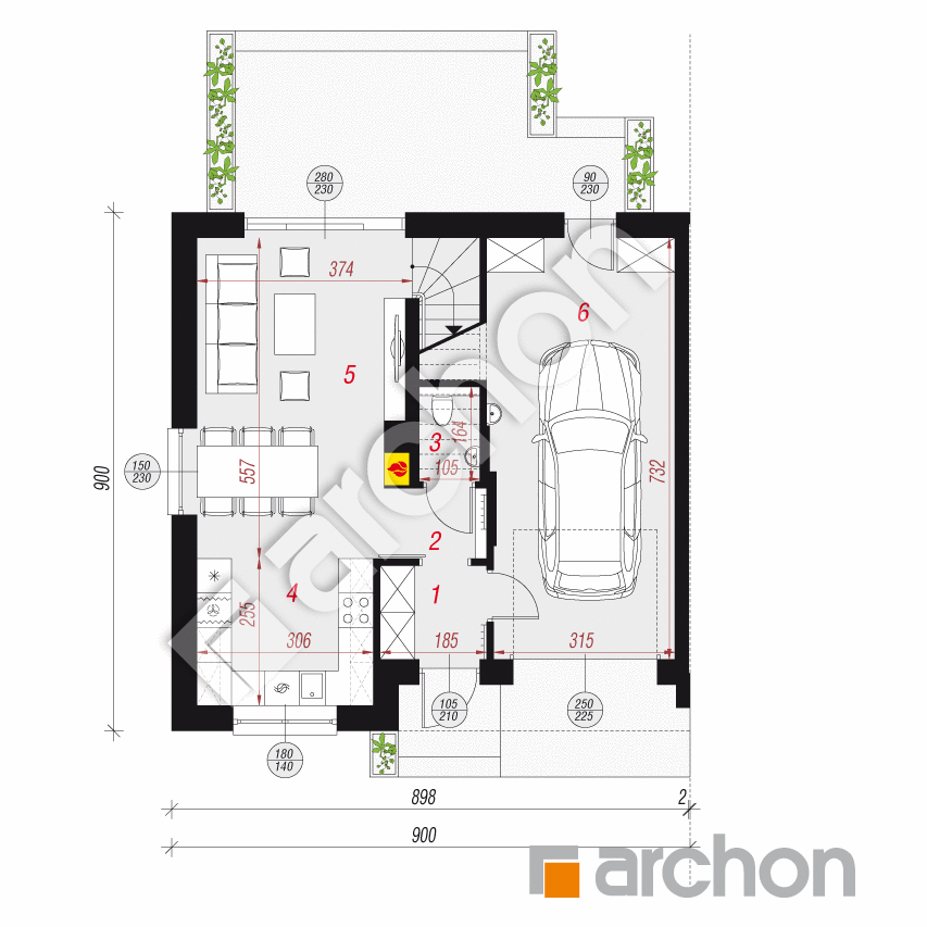 gotowy projekt Dom w bylicach 3 (GB) rzut parteru