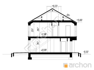 gotowy projekt Dom w bylicach 3 (GB) przekroj budynku