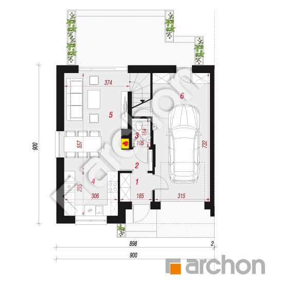 gotowy projekt Dom w bylicach 3 (GB) rzut parteru