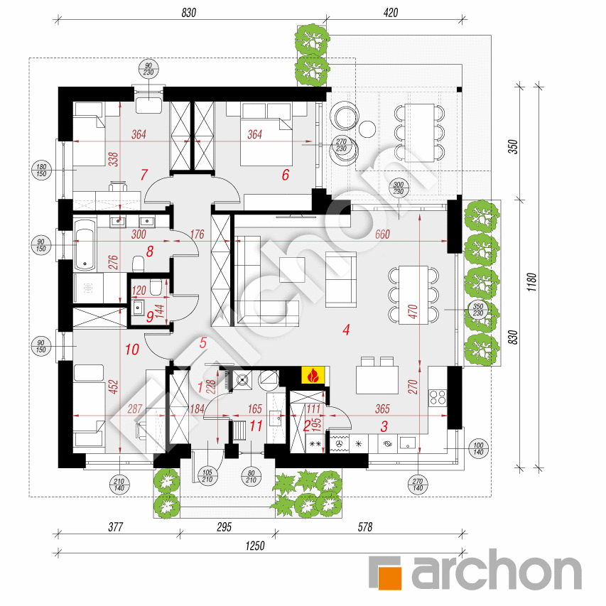 gotowy projekt Dom w kanzanach rzut parteru