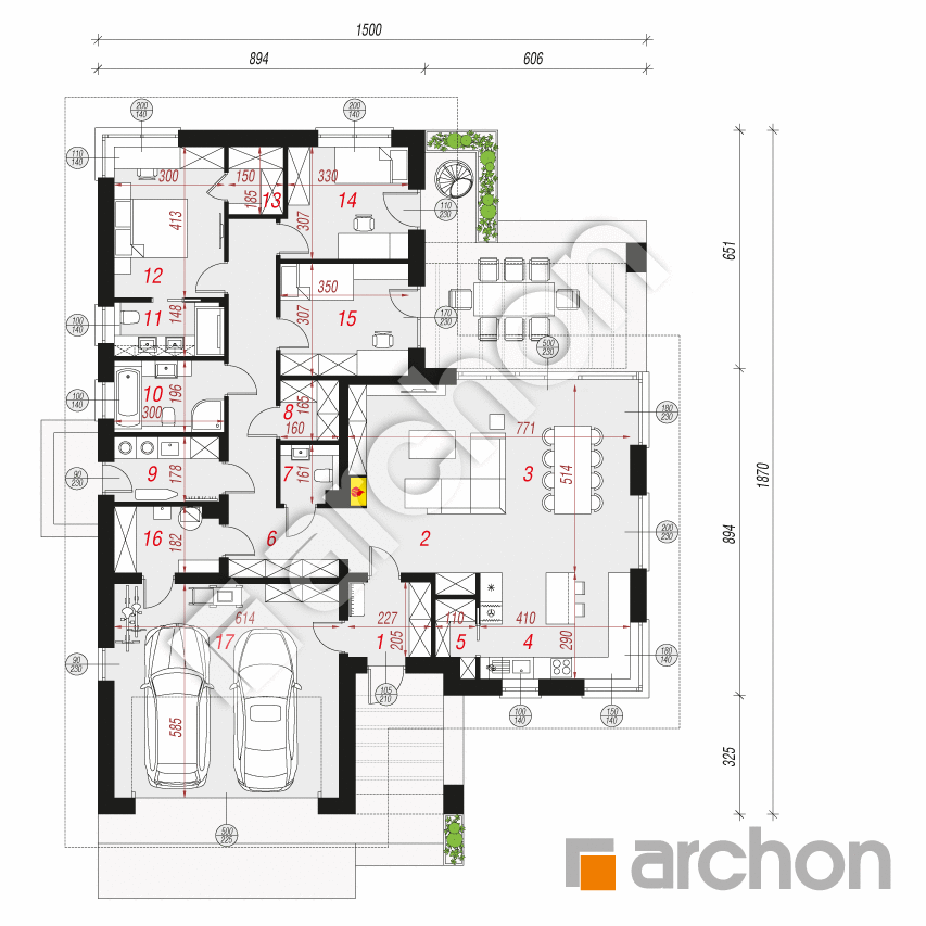 gotowy projekt Dom w widliczkach 4 (G2) rzut parteru