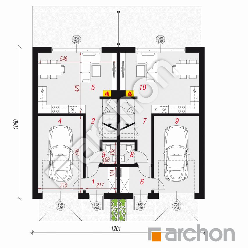 gotowy projekt Dom w riveach 16 (GR2) rzut parteru