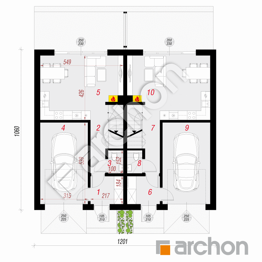 gotowy projekt Dom w riveach 16 (GR2) rzut parteru