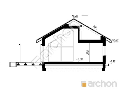 gotowy projekt Dom w kosaćcach 16 (A) przekroj budynku