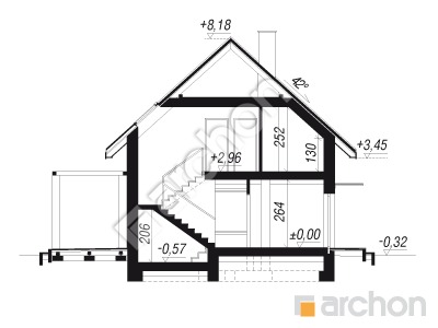 gotowy projekt Dom w zielistkach 34 (E) OZE przekroj budynku