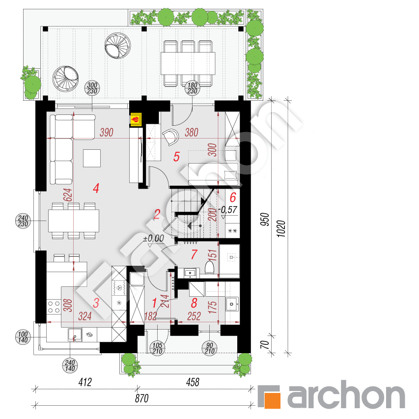 gotowy projekt Dom w rododendronach 31 rzut parteru