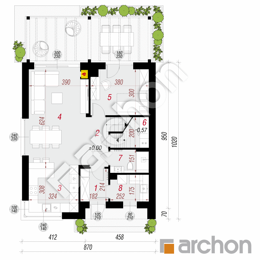 gotowy projekt Dom w rododendronach 31 rzut parteru