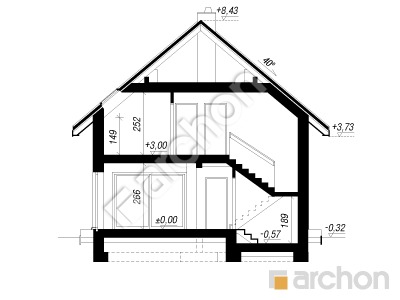 gotowy projekt Dom w rododendronach 31 przekroj budynku