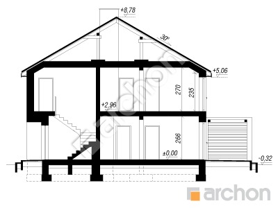 gotowy projekt Dom w bratkach 4 (R2B) przekroj budynku