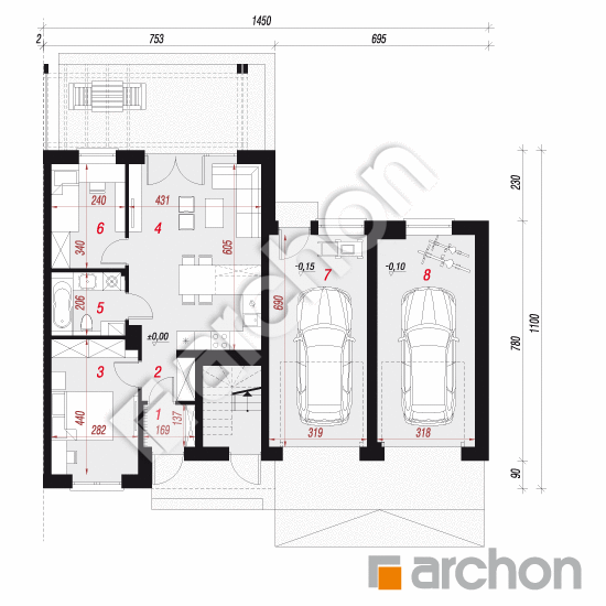 gotowy projekt Dom w bratkach 4 (R2B) rzut parteru