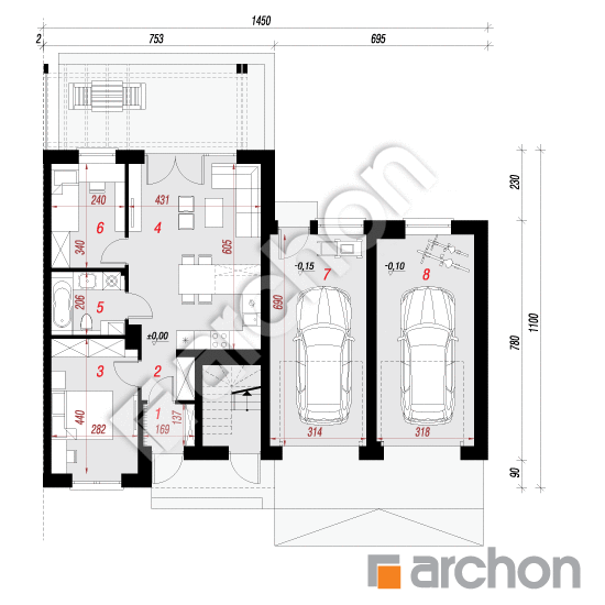 gotowy projekt Dom w bratkach 4 (R2B) rzut parteru