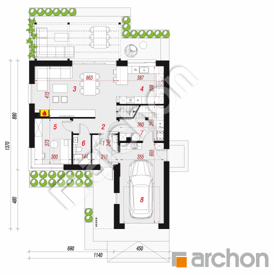 gotowy projekt Dom w kaldezjach 3 (GE) rzut parteru