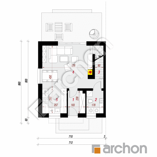 gotowy projekt Dom w modrakach 2 (B) rzut parteru