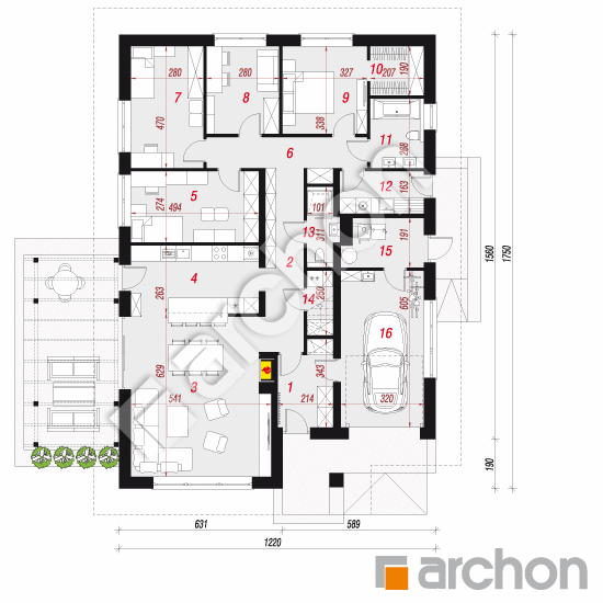 gotowy projekt Dom w lilakach 9 (G) rzut parteru