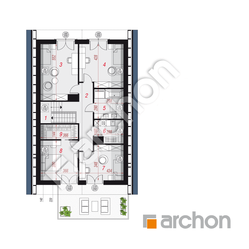 gotowy projekt Dom w aroniach 2 (G2) rzut poddasza